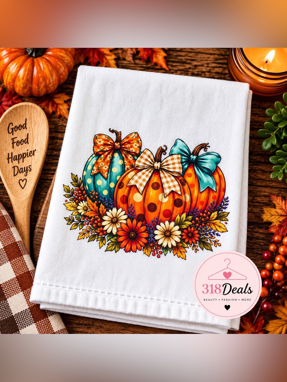 Fall Pumpkin Kitchen Towel Autumn Pumpkin Decorative Dish Towel